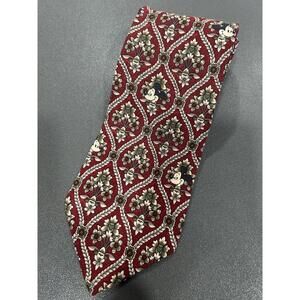 Disney Originals Mickey Mouse 100% Silk Men’s Tie Burgundy W/ Floral Pattern M1